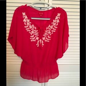 ELLE Sheer Rose Colored Top Size Medium